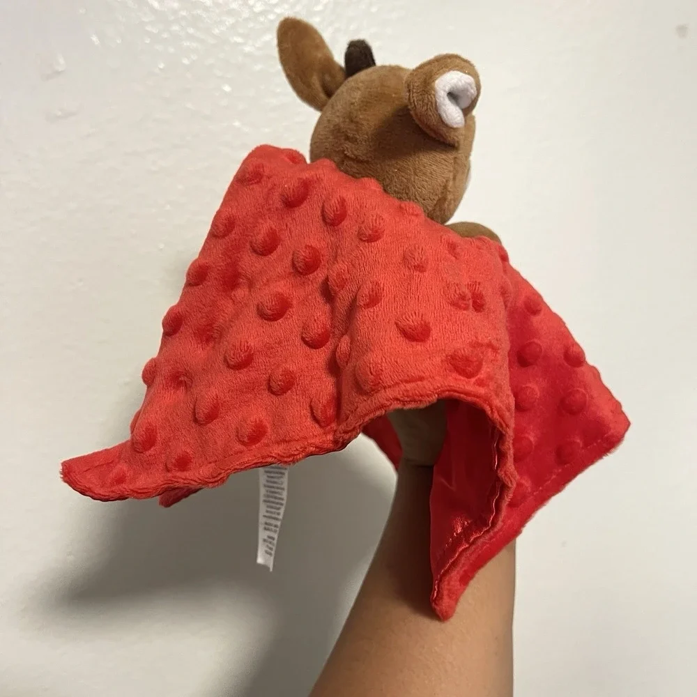 My First Rudolph Reindeer Red Security Snuggle Blanket Rattle Lovey NWT